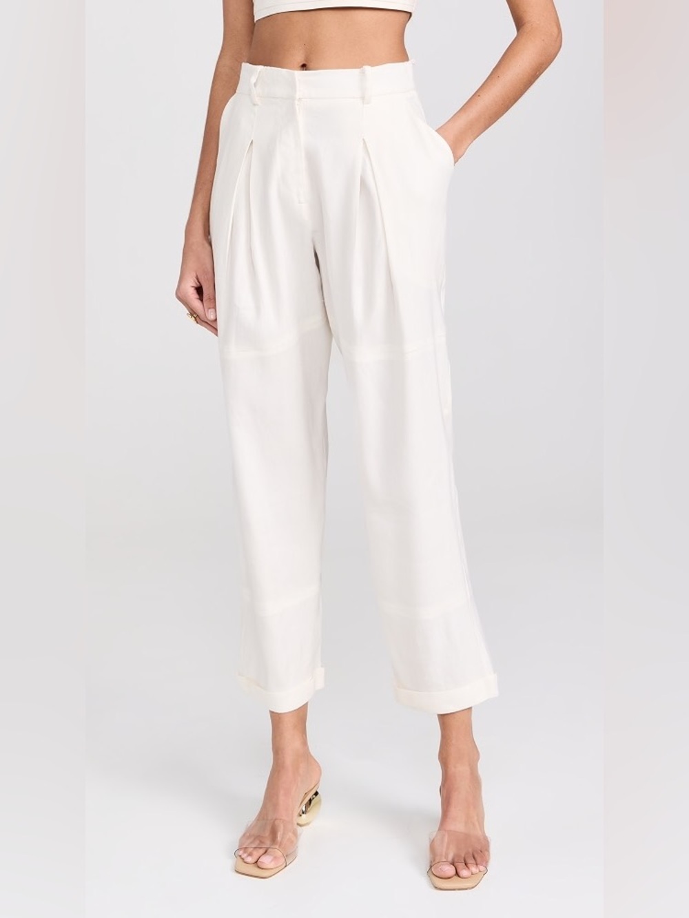 Just Bee Queen JBQ Kai Linen Blend Minimalist Coastal Grandma High Rise Pants S